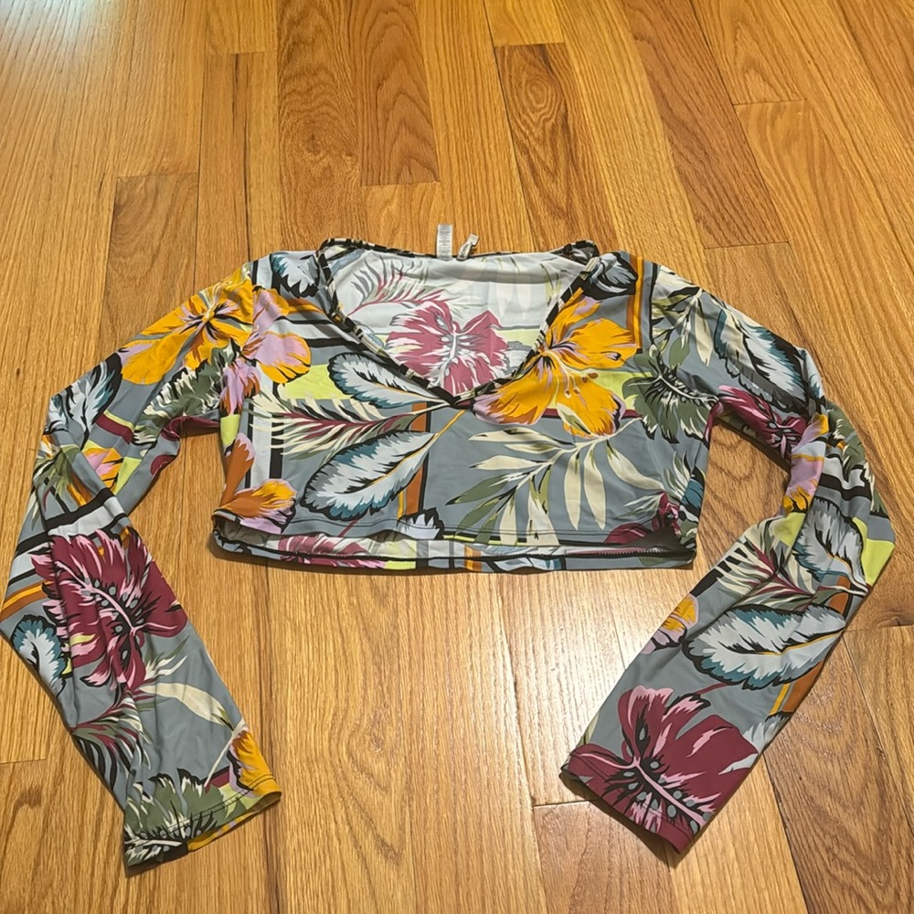 Long Sleeve Cropped Swim Top